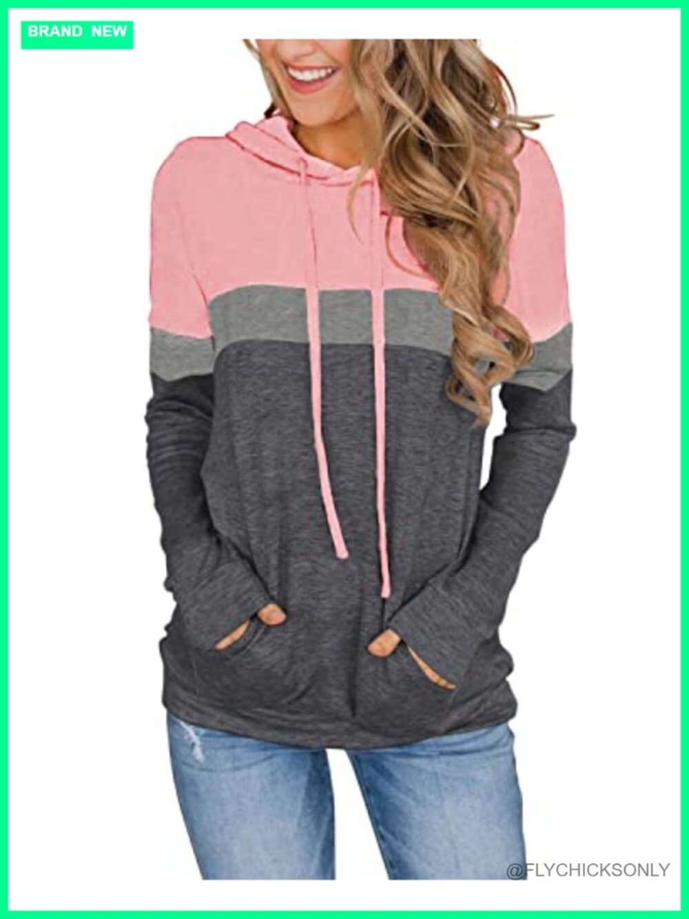 Women's Long Sleeve Hooded Pullover Sweatshirt with Kangaroo Pocket